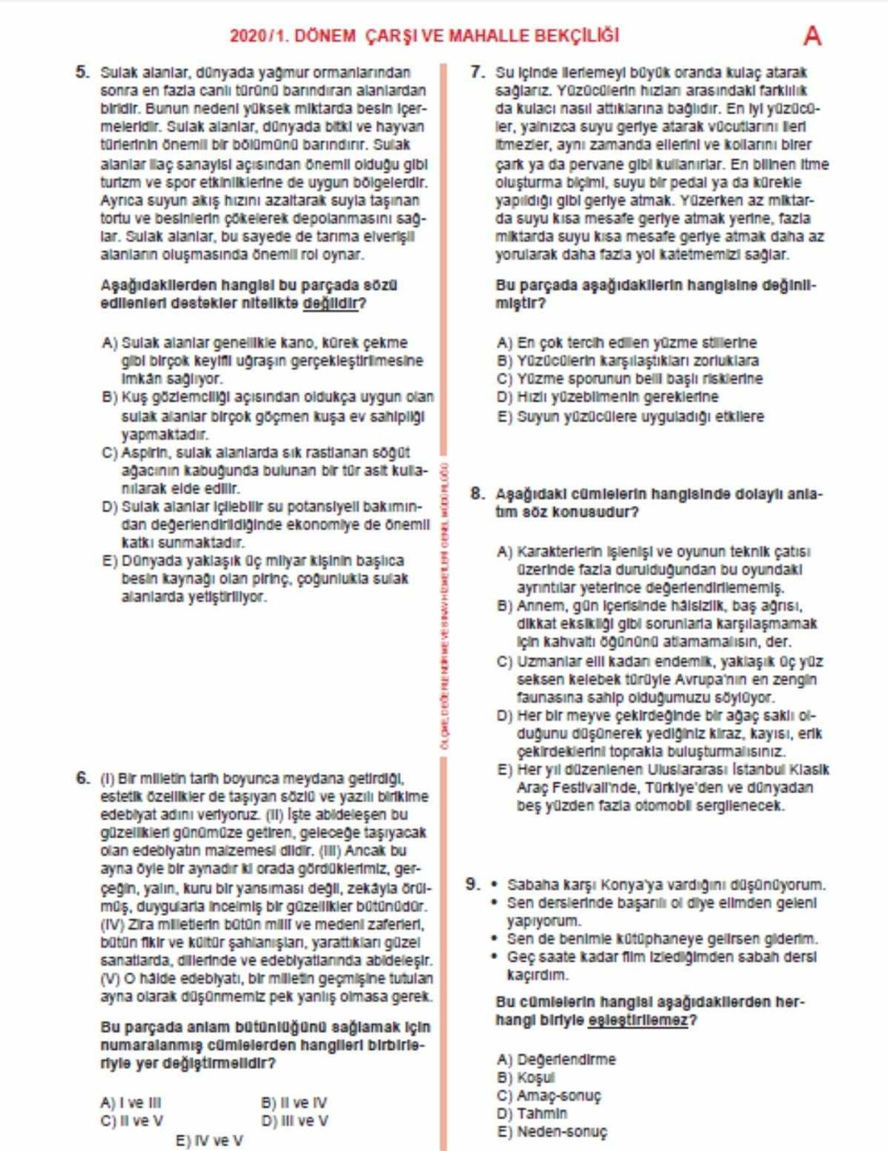 Bekçilik sınavında geçmiş yıllarda çıkmış sorular ve cevapları