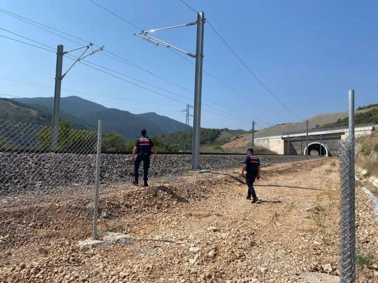 BİLECİK'İN OSMANELİ İLÇESİNDE JANDARMA EKİPLERİ TARAFINDAN YÜKSEK HIZLI TREN (YHT) HATTINDA...