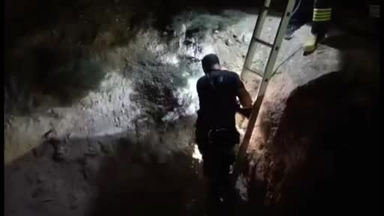 10 metrelik çukura düşen kuzu 2 gün sonra kurtarıldı