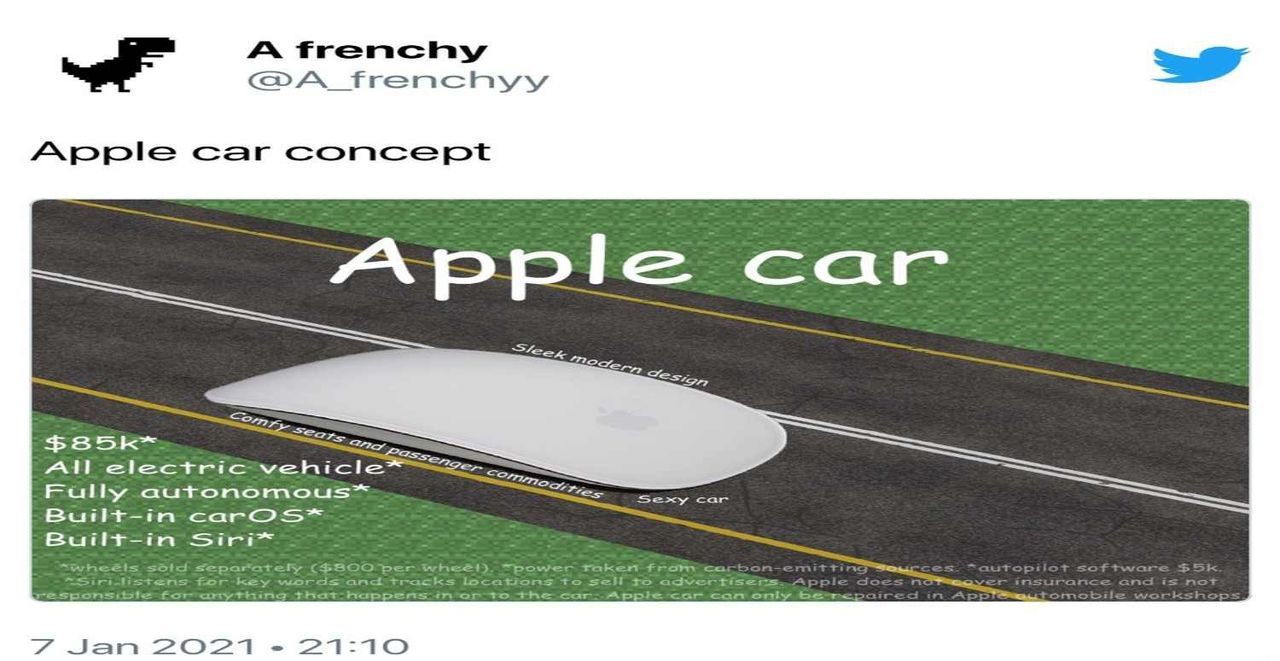 Camsız ve penceresiz Apple araba