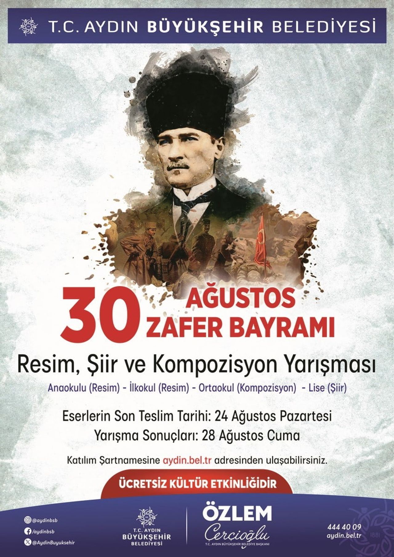AYDIN BÜYÜKŞEHİR BELEDİYESİ, 30 AĞUSTOS ZAFER BAYRAMI NEDENİYLE ‘ZAFER BAYRAMI’ TEMALI ÖDÜLLÜ...
