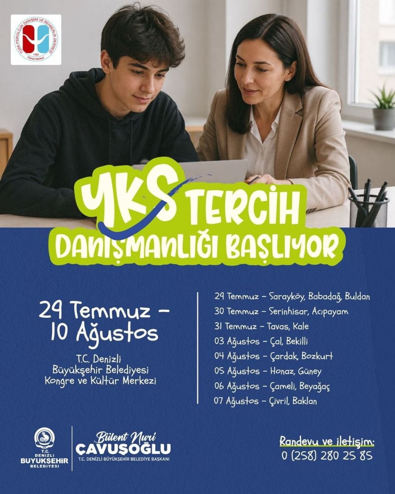 DENİZLİ BÜYÜKŞEHİR BELEDİYESİ, ÜNİVERSİTE SINAVI SONUÇLARININ ARDINDAN TERCİH MARATONUNA GİREN...
