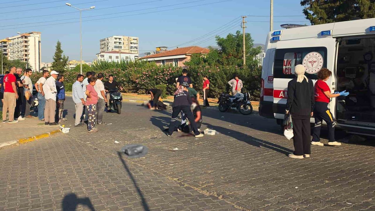 NAZİLLİ'DE MOTOSİKLETLERİN ÇARPIŞTIĞI KAZADA 2 KİŞİ AĞIR YARALANDI.