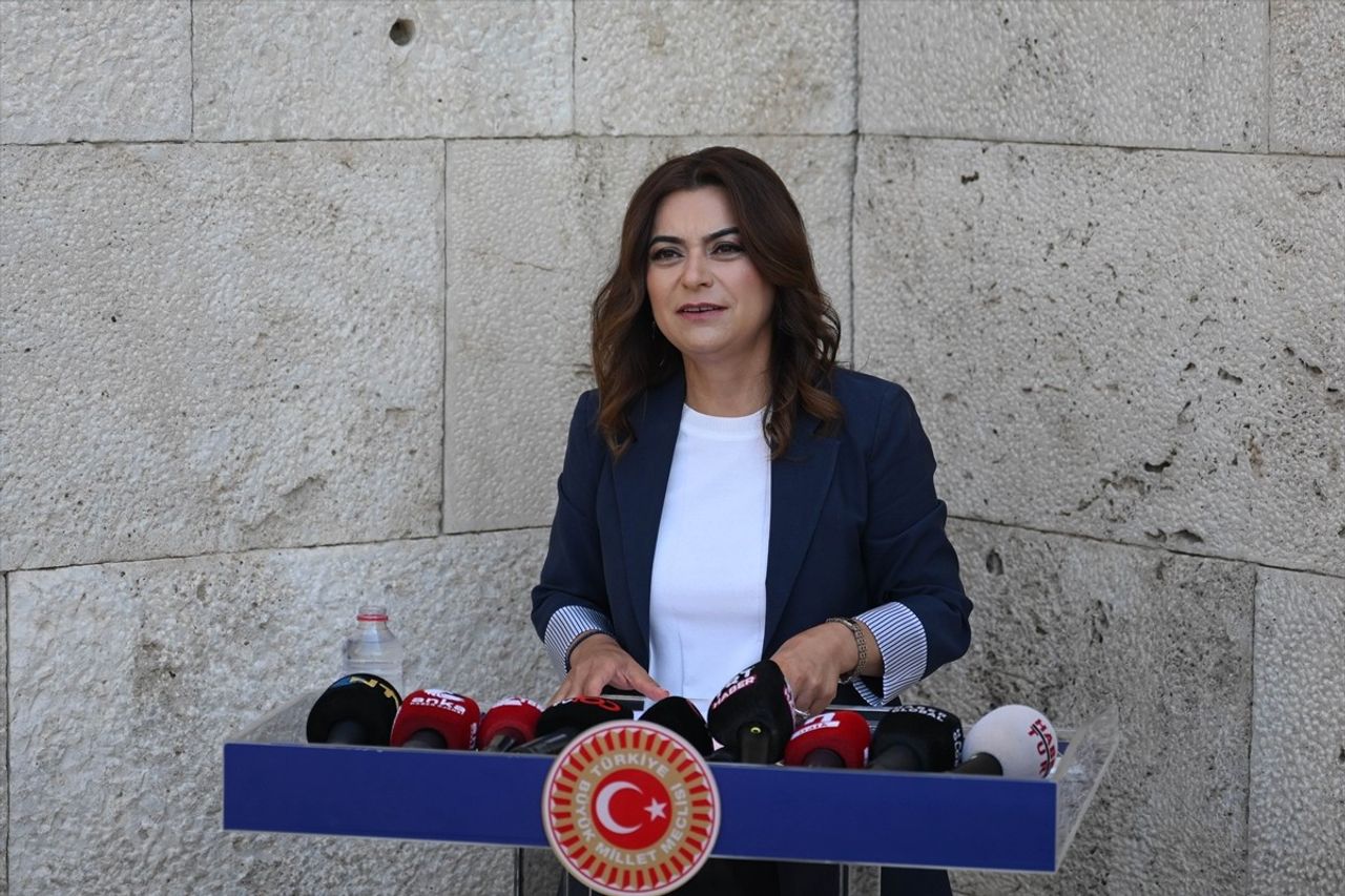 DEM Parti Grup Başkanvekili Gülüstan Kılıç Koçyiğit, TBMM'de basın toplantısı düzenledi.