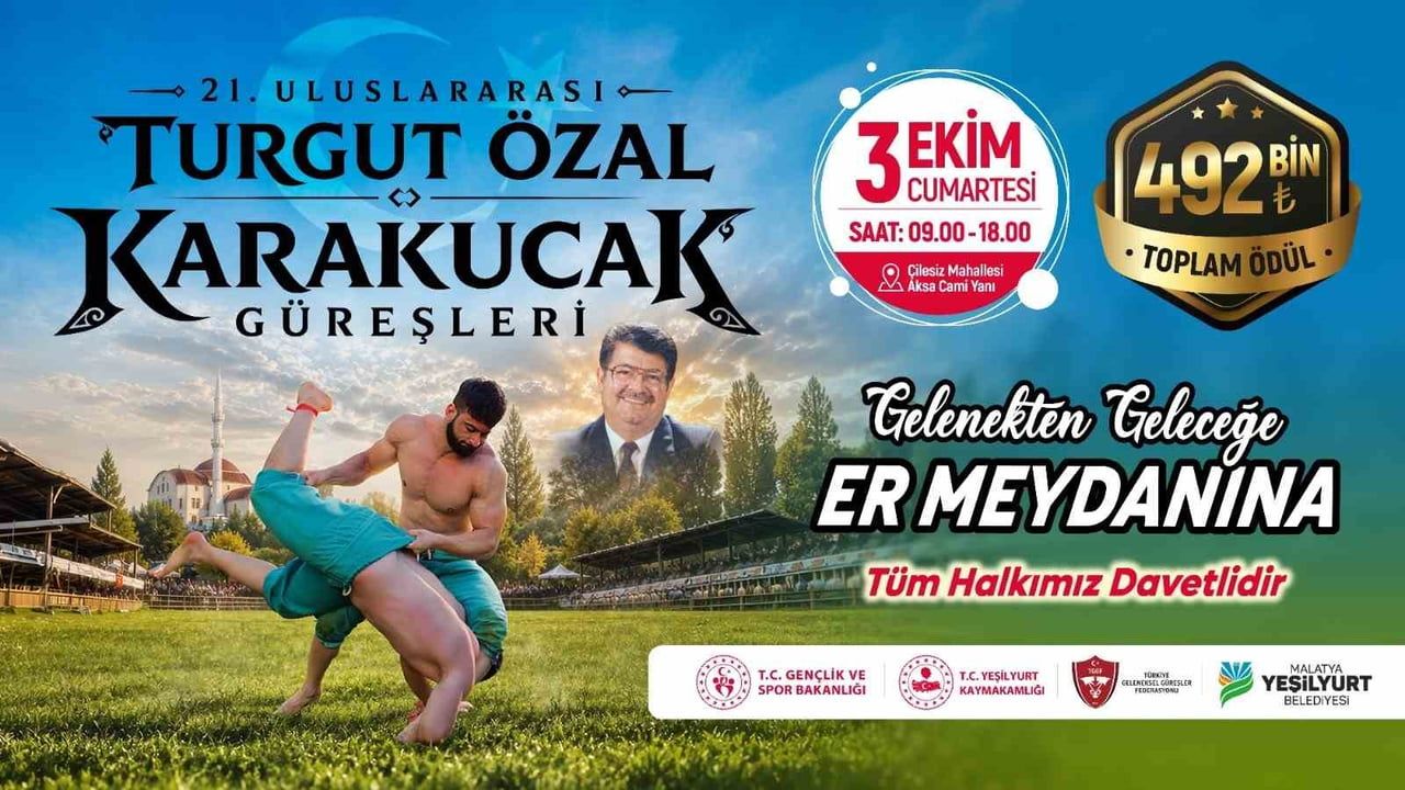 21. ULUSLARARASI TURGUT ÖZAL KARAKUCAK GÜREŞLERİ 3 EKİMDE DÜZENLENECEK