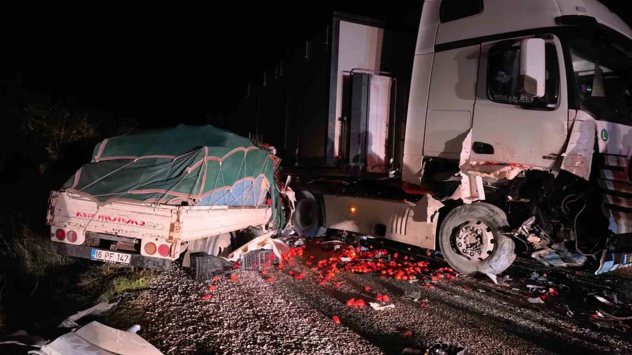 TIR İLE KAMYONET KAFA KAFAYA ÇARPIŞTI : 2 AĞIR YARALI