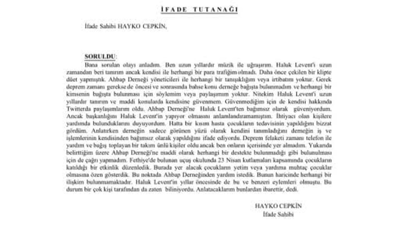 Bilgisine başvuracaklarını iddia etmişti, Hayko Cepkin’in resmi yazışmalara göre ifade verdiği...