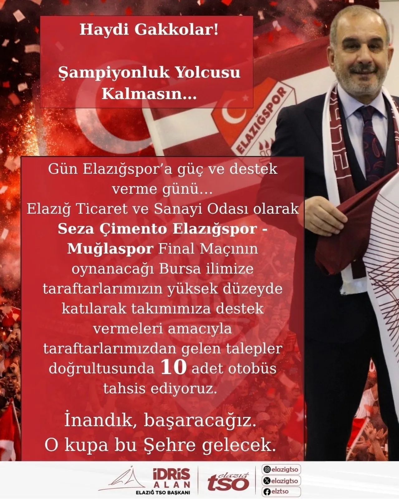 ELAZIĞ TSO BAŞKANI ALAN’DAN TARAFTARLARA 10 OTOBÜS