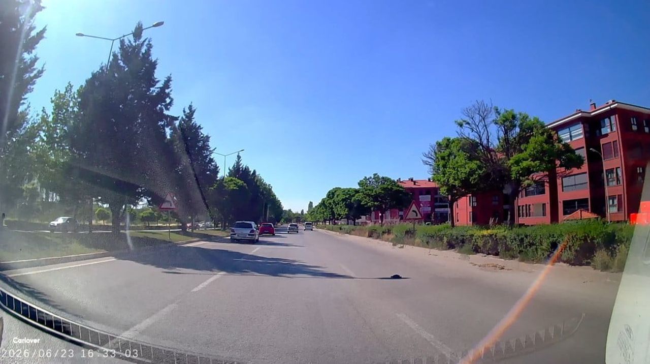 ESKİŞEHİR'İN İŞLEK BİR CADDESİNDE KARŞIDAN KARŞIYA GEÇMEYE ÇALIŞAN VE KENDİSİNDEN YÜKSEK OLAN...