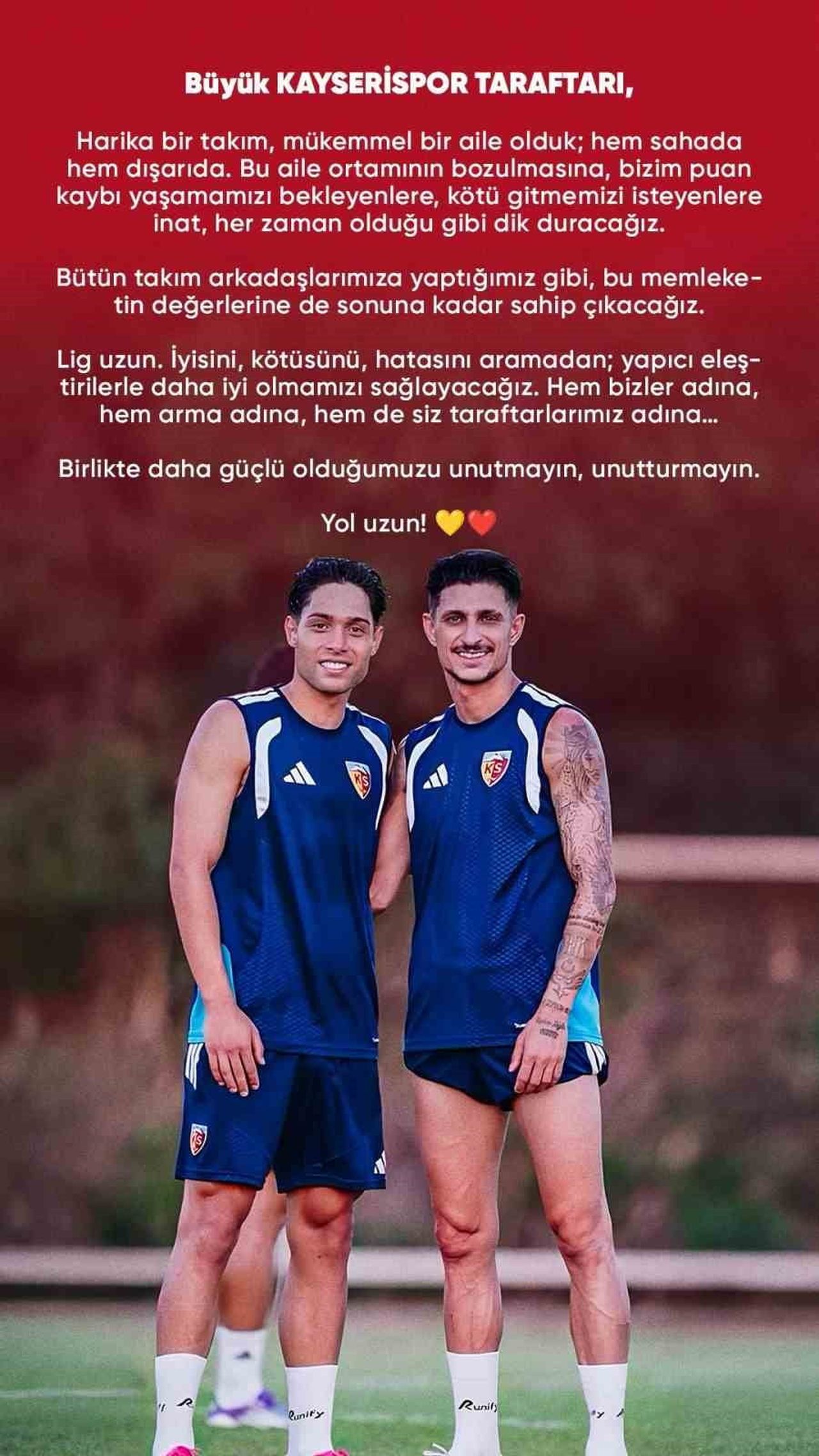 KAYSERİSPORLU BENHUR KESER, TAKIM ARKADAŞI TALHA SARIARSLAN’A DESTEK VEREN BİR PAYLAŞIM YAPTI.