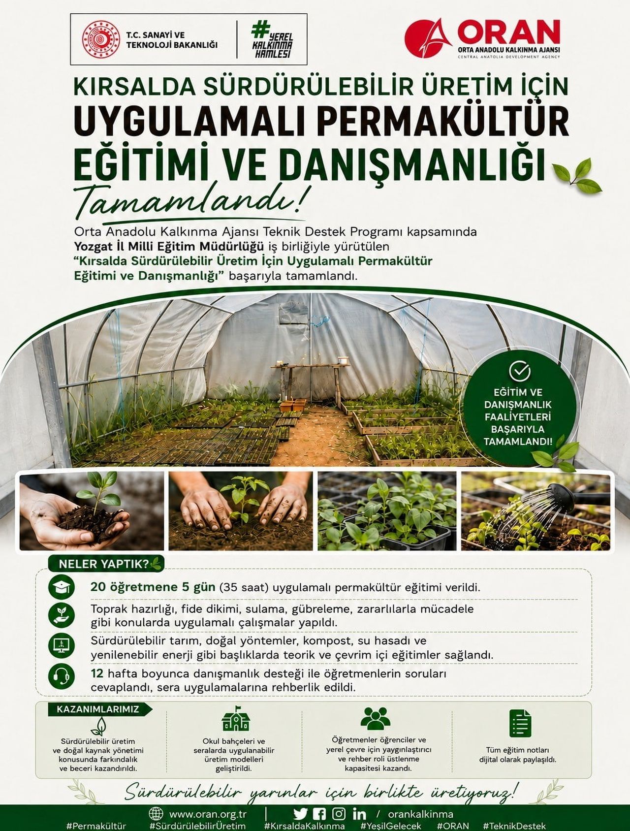 ORTA ANADOLU KALKINMA AJANSI (ORAN) TEKNİK DESTEK PROGRAMI KAPSAMINDA, YOZGAT İL MİLLÎ EĞİTİM...