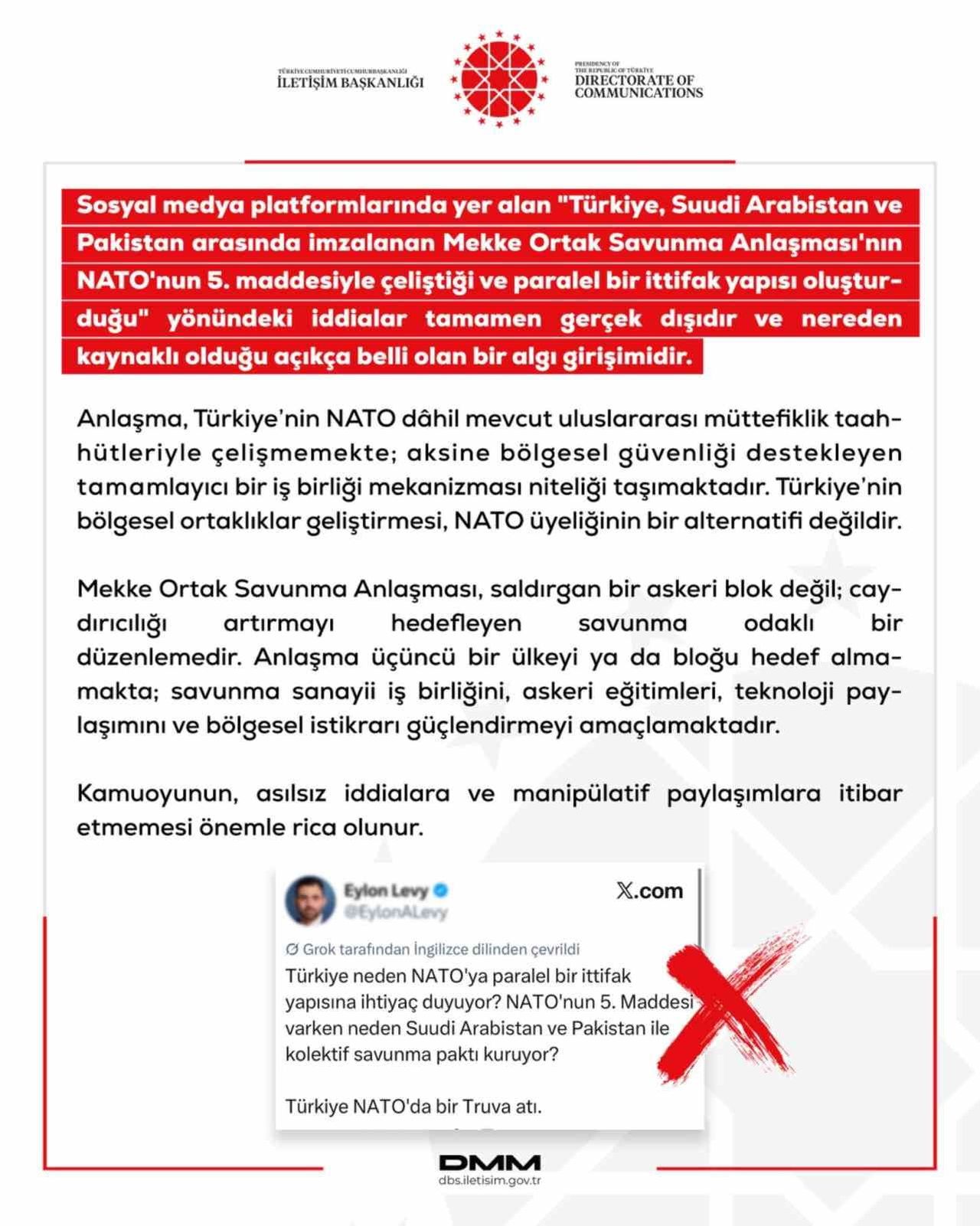 DEZENFORMASYONLA MÜCADELE MERKEZİ (DMM) TARAFINDAN, 'TÜRKİYE, SUUDİ ARABİSTAN VE PAKİSTAN ARASINDA...