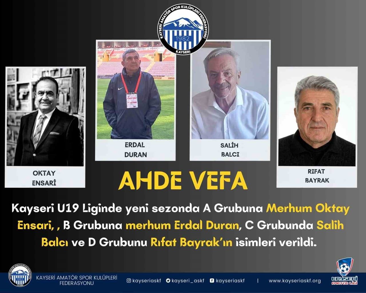 KAYSERİ AMATÖR SPOR KULÜPLERİ FEDERASYONU (ASKF), 2026-2027 FUTBOL SEZONUNDA 17-18 EKİM’DE...