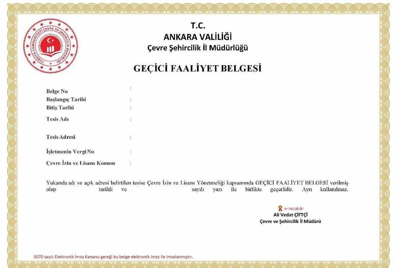 faaliyet belgesi nedir