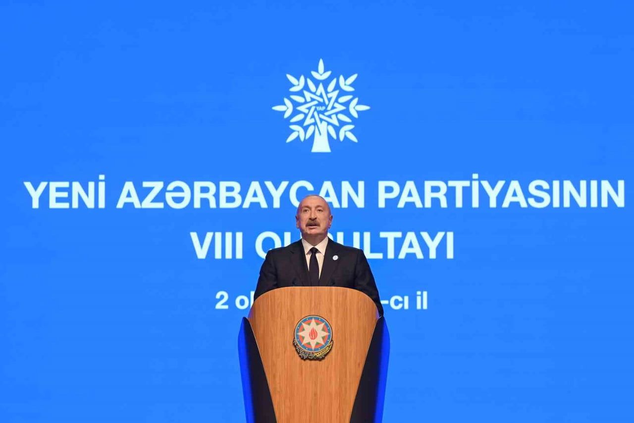 AZERBAYCAN CUMHURBAŞKANI İLHAM ALİYEV, YENİ AZERBAYCAN PARTİSİ'NİN (YAP) 8. KURULTAYI'NDA YAPTIĞI...