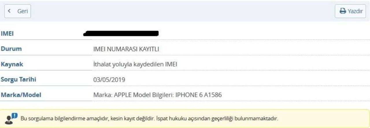 İthalat yoluyla kaydedilen IMEI numarası nedir