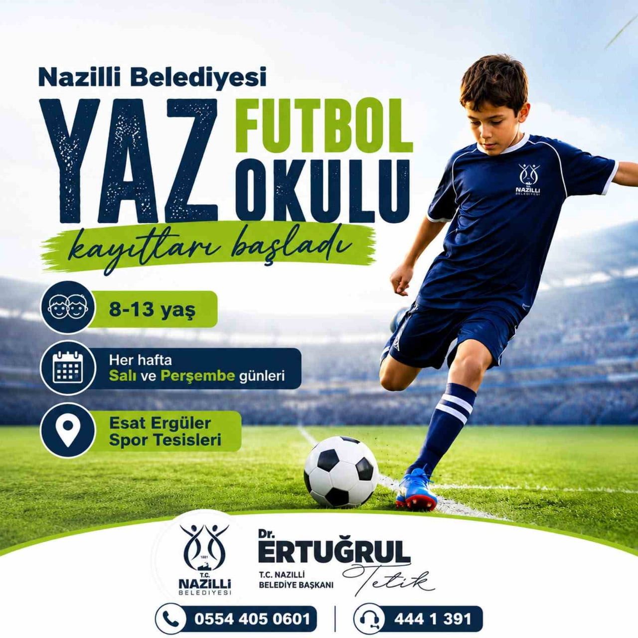 NAZİLLİ BELEDİYESİ, ÇOCUKLARIN YAZ TATİLİNİ SPORLA, DİSİPLİNLE VE EĞLENCEYLE GEÇİRMESİ AMACIYLA...