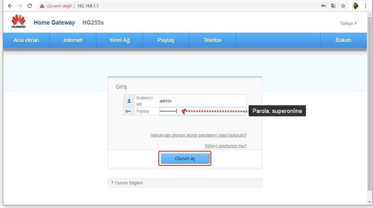 Superonline modem şifresi nasıl değiştirilir