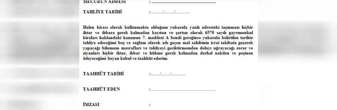 tahliye taahhütnamesi nedir