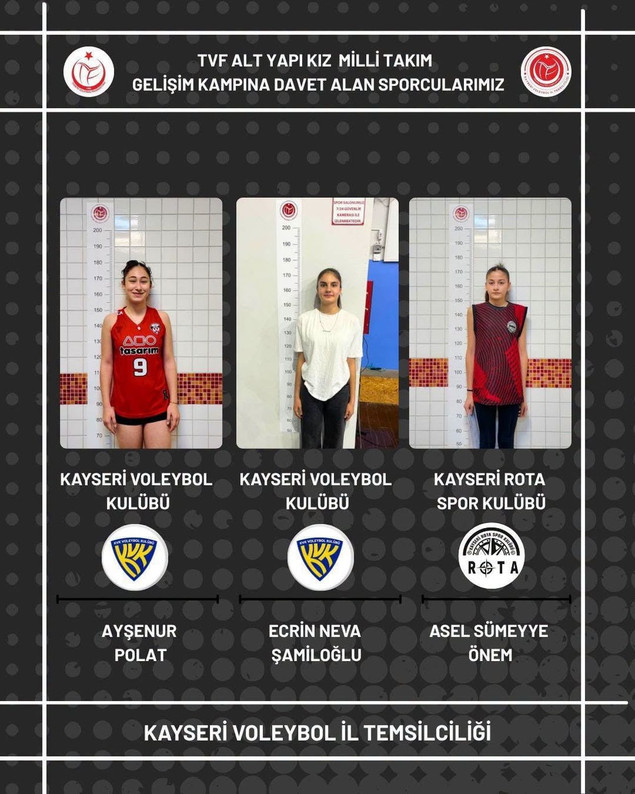 TÜRKİYE VOLEYBOL FEDERASYONU TARAFINDAN ANKARA’DA DÜZENLENECEK ALTYAPI KIZ MİLLİ TAKIM GELİŞİM...