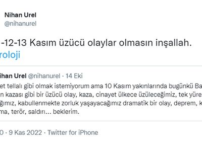 Astroloji uzmanı Nihan Urel'in, Taksim'deki patlamayı günler önceden bildiği tweetler ortaya çıktı