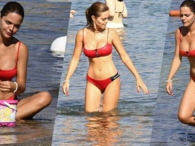 Hilal Altınbilek Kırmızı Bikinisiyle Plajın Yıldızı Oldu!