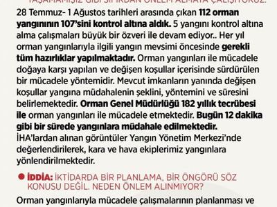 Tarım ve Orman Bakanlığı’ndan Türkiye'nin Ciğerini Yakan Orman Yangınlarıyla İlgili Açıklama