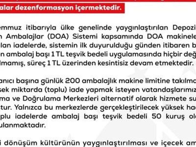 DMM’den DOA uygulamasında iade tutarlarının düşürüldüğü iddialarına yalanlama