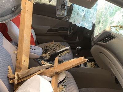 Adıyaman'da Fırtınada Uçan Odun Arabaya Saplandı