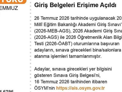 AGS ve ÖABT giriş belgeleri erişime açıldı