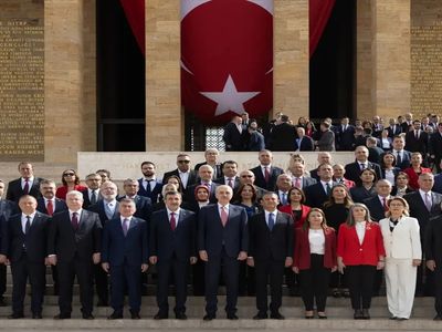 Anıtkabir'de TBMM'nin 104. yıl dönümü ve 23 Nisan coşkusu: TBMM Başkanı Numan Kurtulmuş, Anıtkabir'i ziyaret etti!