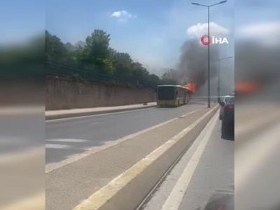 Ataşehir'de seyir halindeki İETT otobüsünde yangın