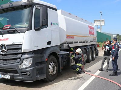 Bolu’da Mazot Tankerinde Yakın Çıktı