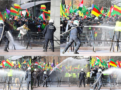Brüksel’de YPG/SDG provokasyonuna polis duvarı