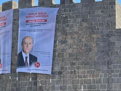 Diyarbakır’da Bahçeli hazırlığı: Dağkapı Burcu’na dev poster
