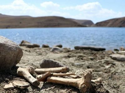 Erzurum'da Barajın Çekilmesiyle Mezarlık Gün Yüzüne Çıktı