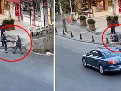İki Yaşlı Amca Sokak Ortasında Kavga Etti