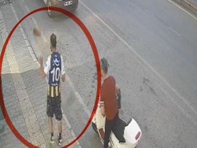 Kediye tekme atan kişinin görüntüleri güvenlik kamerasında