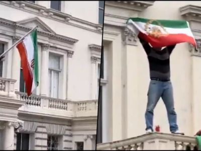 Londra’da İran Elçiliğinde Bayrak Krizi! Polislerin Önünde Tırmandı, Rejim Bayrağını İndirdi