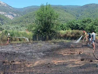 Menteşe Yaraş’ta arazi yangını: alevler güçlükle söndürüldü