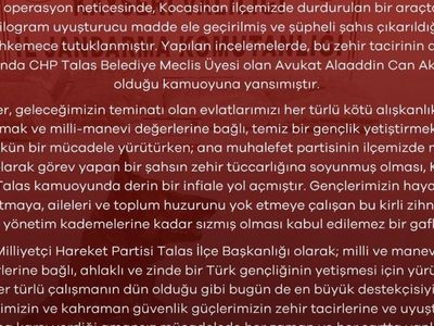 MHP’den uyuşturucuyla yakalanan CHP’li meclis üyesine tepki