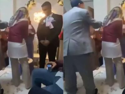 Nişan töreninde herkesi şok eden görüntüler! Ne yapıyor bu adam?