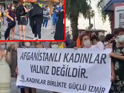 Taliban'ı Protesto Etmek Amacıyla İzmir'de Bir Grup Kadın Meydanda Soyundu!