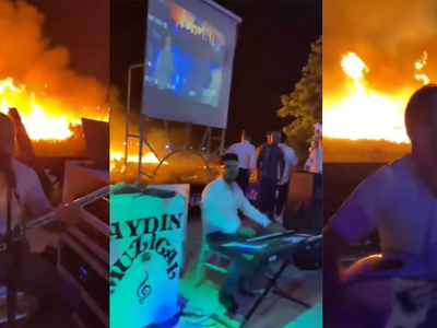 Burdur'da Bir Düğünde Çıkan Yangında Orkestra Çalmaya Devam Etti