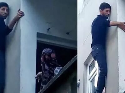 İstanbul’da Camda Asılı Kalan Hırsız Dakikalarca Ev Sahiplerine Yalvardı