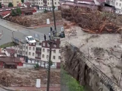 Ezine Çayı'nı Tıkayan Tomruklar Köprüyü Patlattı:  Felaketin Görüntüleri Anbean Kaydedildi!