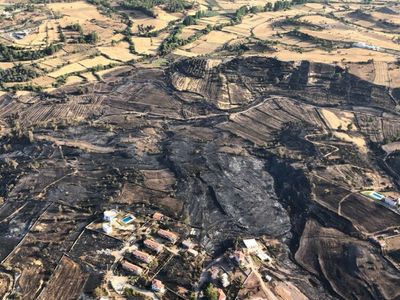 Muğla’da Yanan Ormanlık Bölge Havadan Görüntülendi