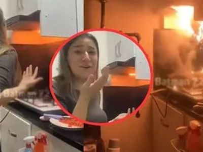 TikTok’a video çekeyim derken mutfağını yaktı: Üfleyerek söndürmeye çalıştı!