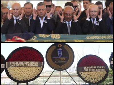 Tek parti, iki "Genel Başkan": Cenazedeki çelenkler dikkat çekti