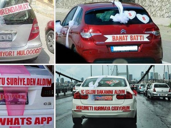 Birbirinden ilginç 20 gelin arabası süslemesi ve yazısı